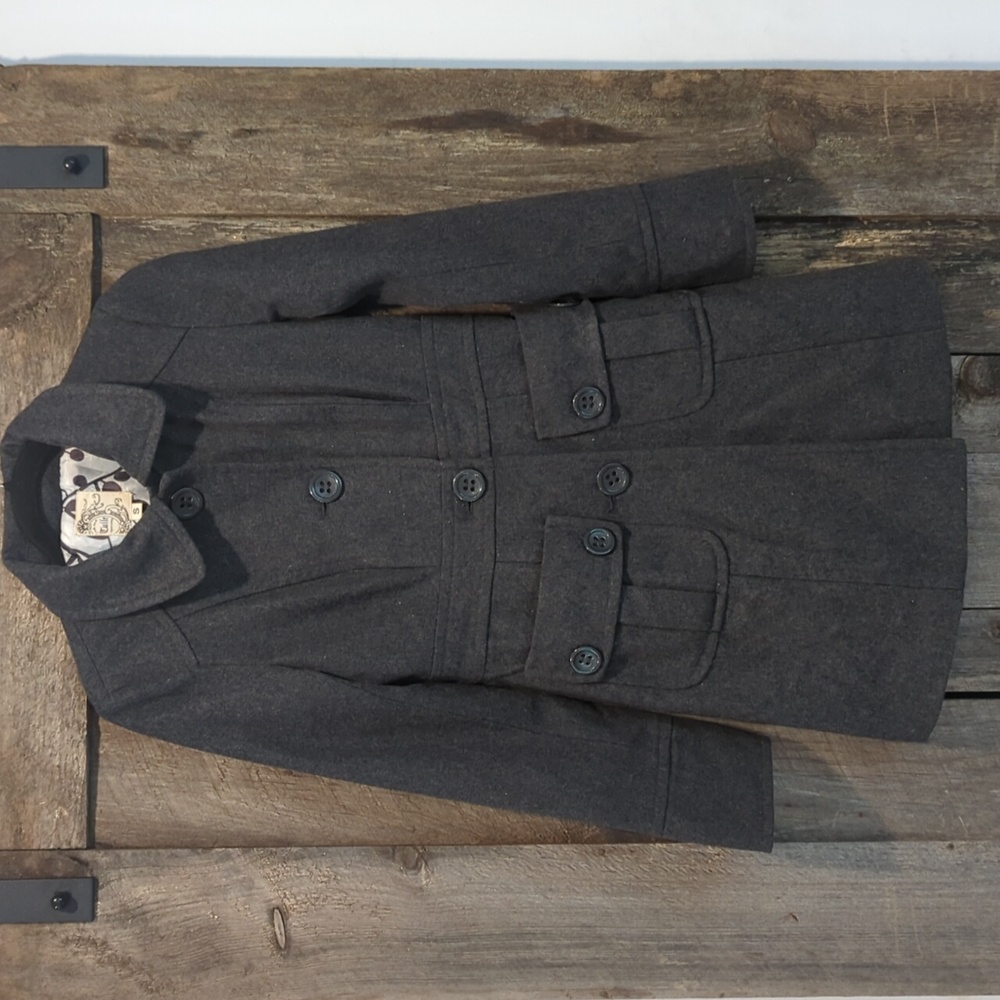 Tulle Dark Grey Wool Blend Coat Size S